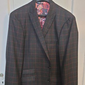 Charcoal & Red Windowpane Sports Coat